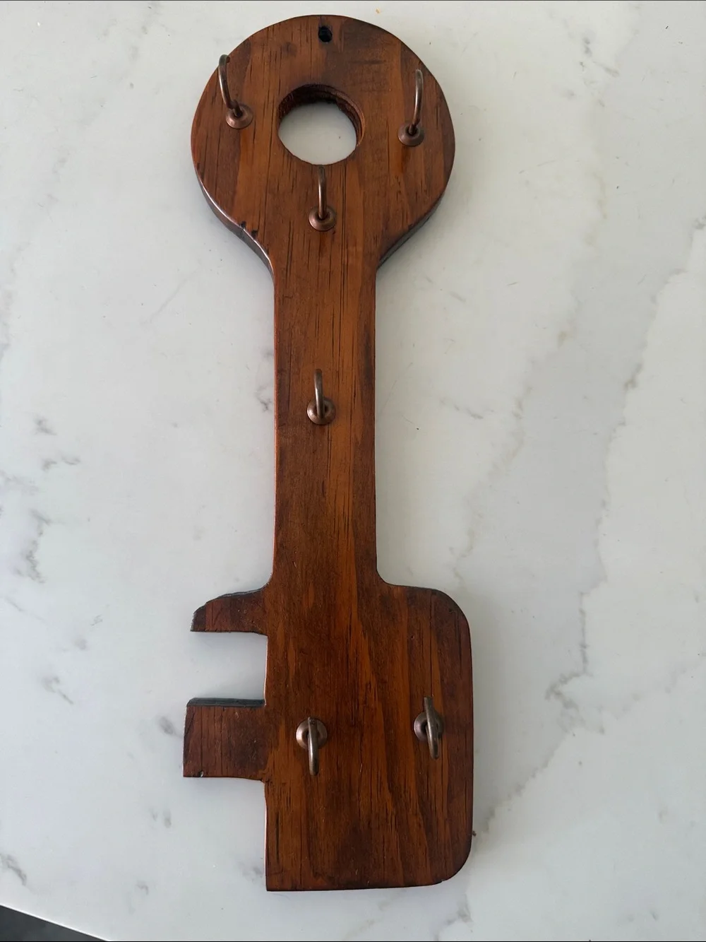 Vintage Handmade Rustic Brown Wooden Key Wall Hook Rack